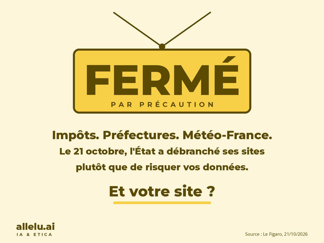 Panneau FERMÉ par précaution : impôts, préfectures, Météo-France débranchés le 21 octobre 2026. Et votre site ?