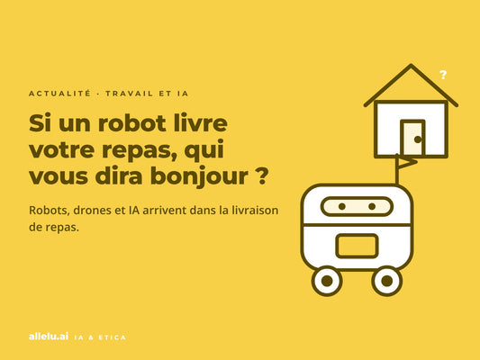 Un petit robot livreur devant une maison : si un robot livre votre repas, qui vous dira bonjour ?