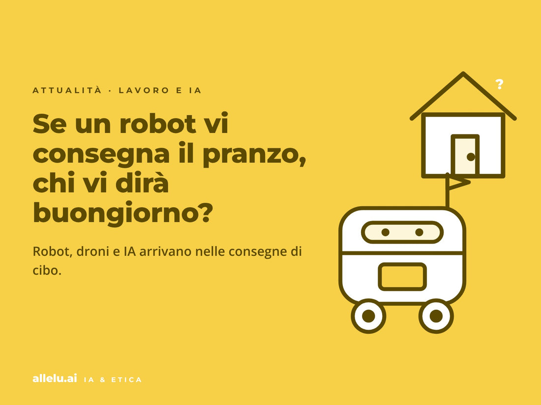 Un petit robot livreur devant une maison : si un robot livre votre repas, qui vous dira bonjour ?